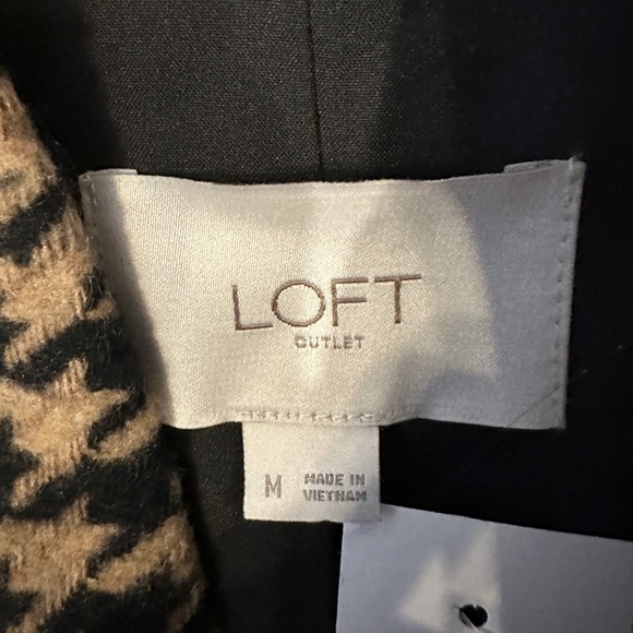 NWT Loft Tan And Black Houndstooth Medium Wrap Coat 32284584 Retail $180 - Picture 4 of 6